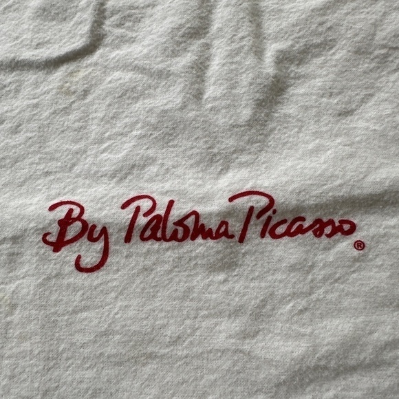 Vintage Paloma Picasso white & red drawstring cotton purse handbag dust Bag - Picture 2 of 11